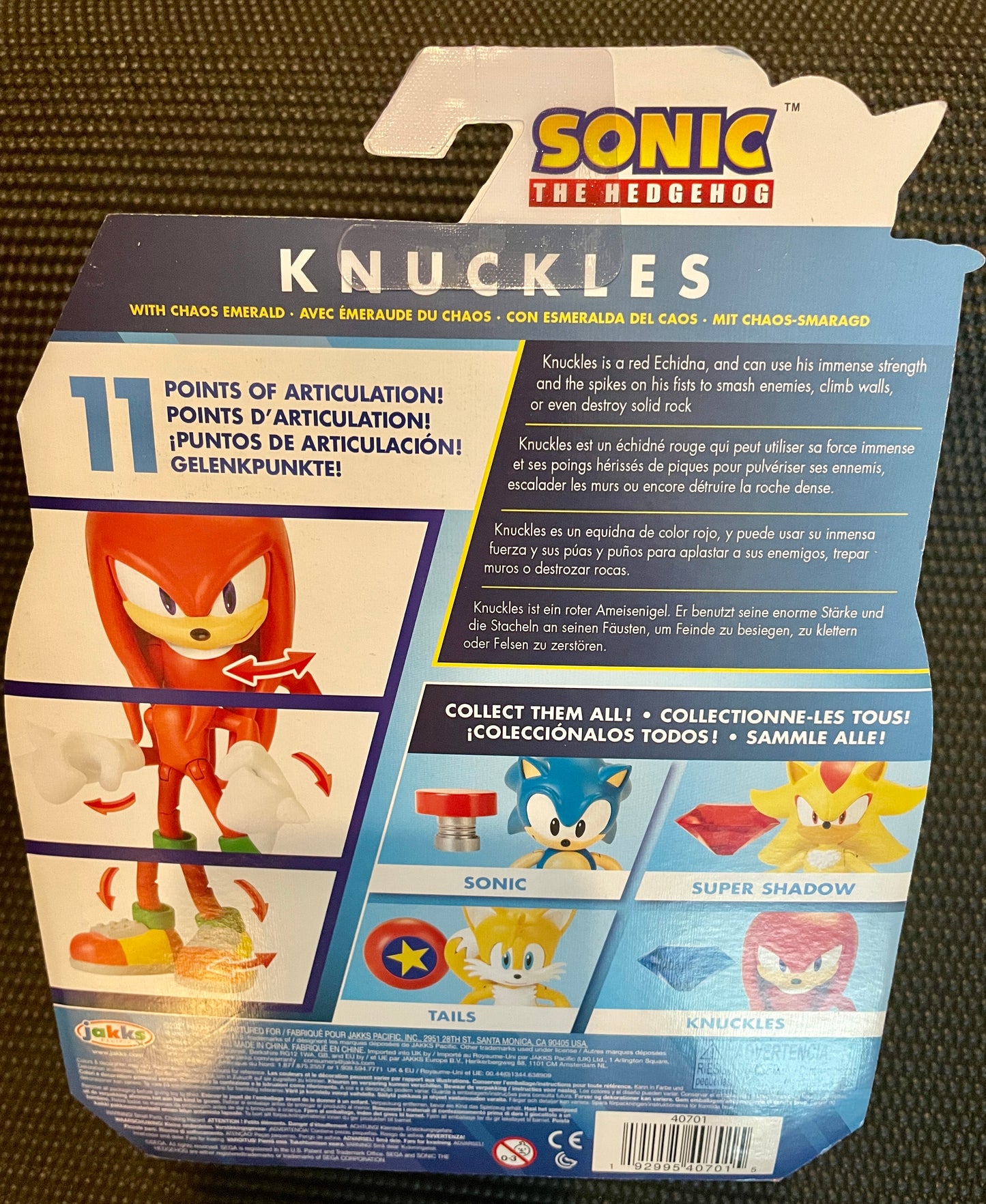 Sonic the Hedgehog Knuckles with Chaos Emerald 4” Action Figure Jakks Pacific