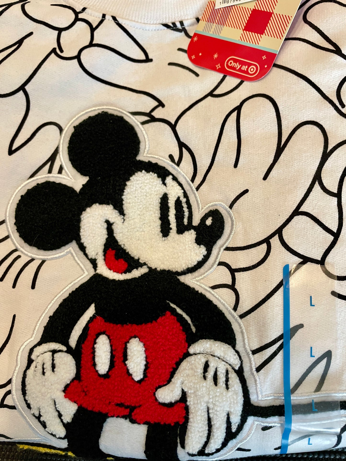 Disney 100 Retro Reimagined Icon Sweatshirt Mickey Mouse Gloves White Large
