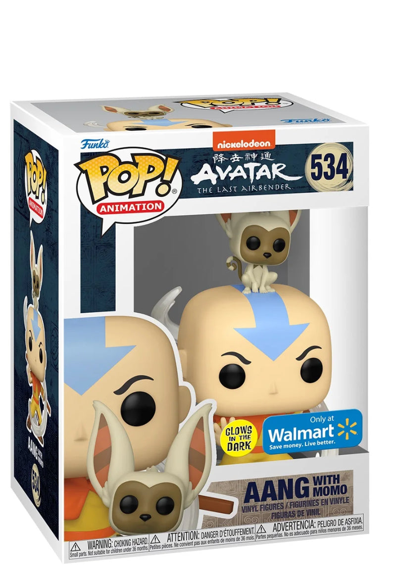 Funko Pop Tees Avatar The Last Airbender Aang with Momo Glow #534 Walmart Size Extra Large XL