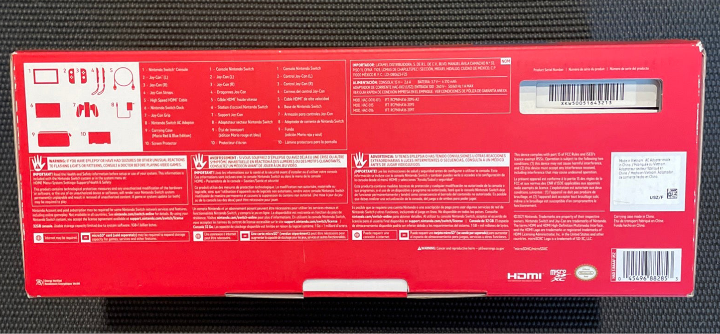 Nintendo Switch Mario Red & Blue Edition Console with Carrying Case - Retired - Limited Edition Console with Accessories