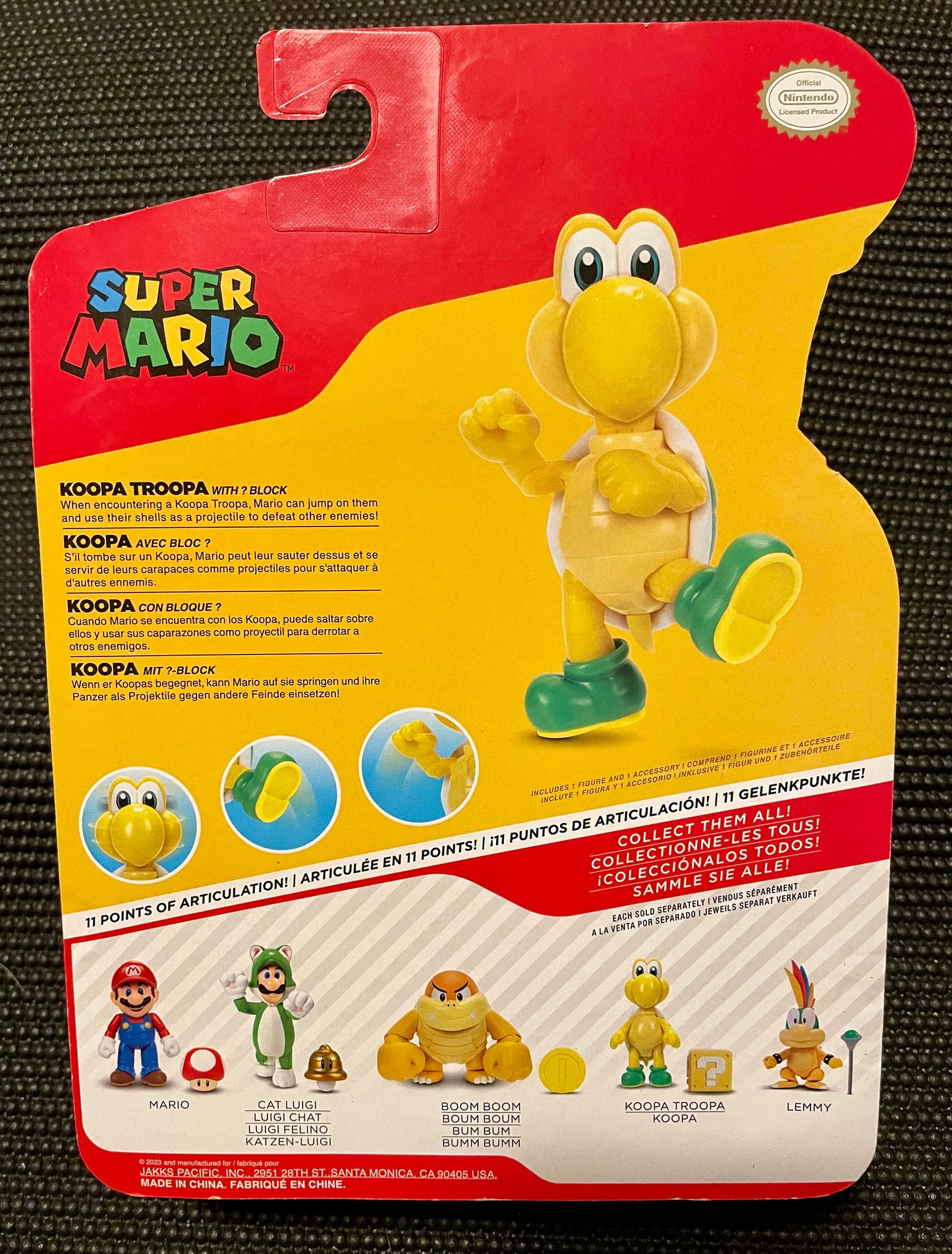 Super Mario Koopa Troopa with ? Block 4” Figure Jakks Pacific World of Nintendo