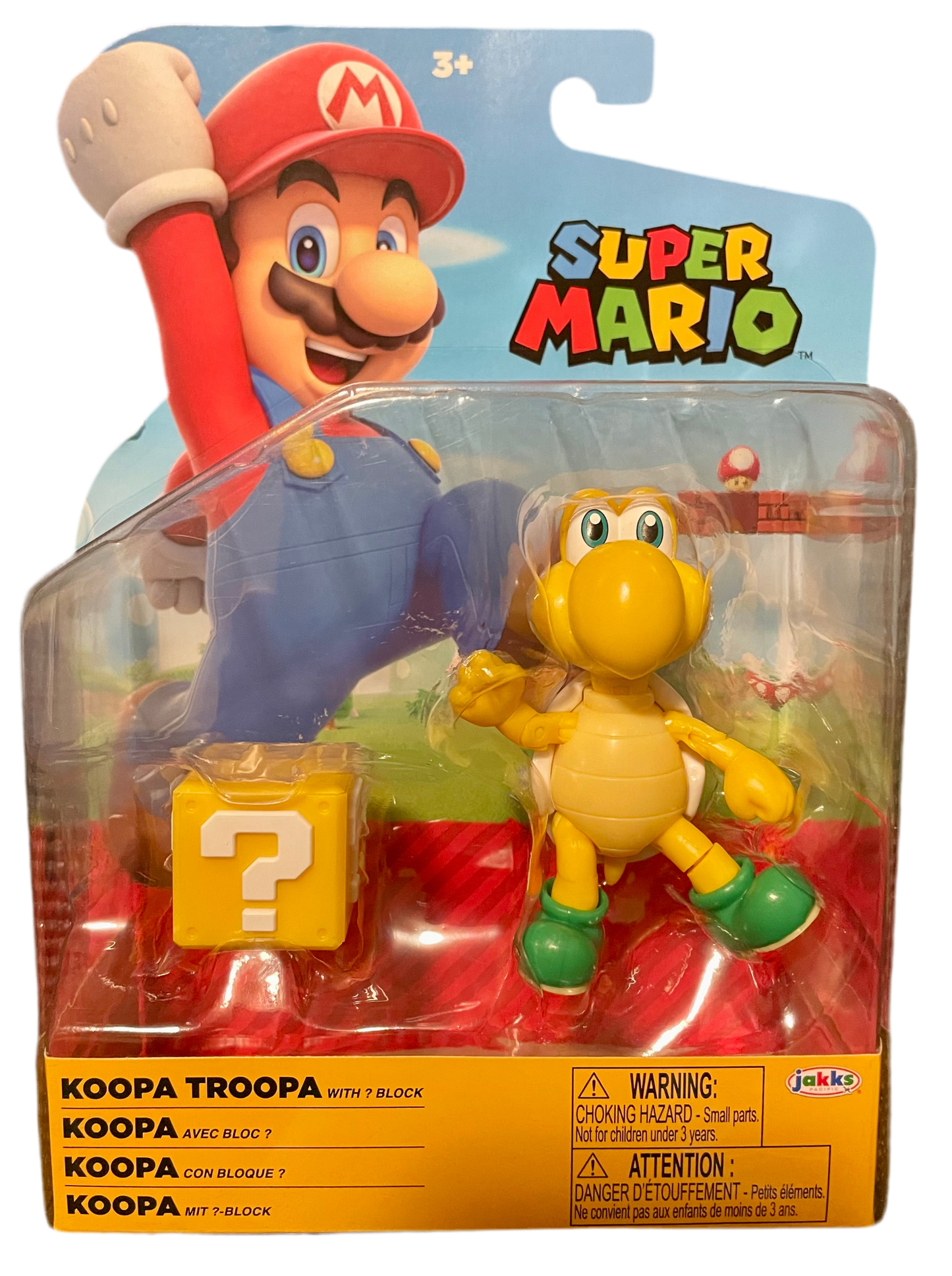 Super Mario Koopa Troopa with ? Block 4” Figure Jakks Pacific World of Nintendo