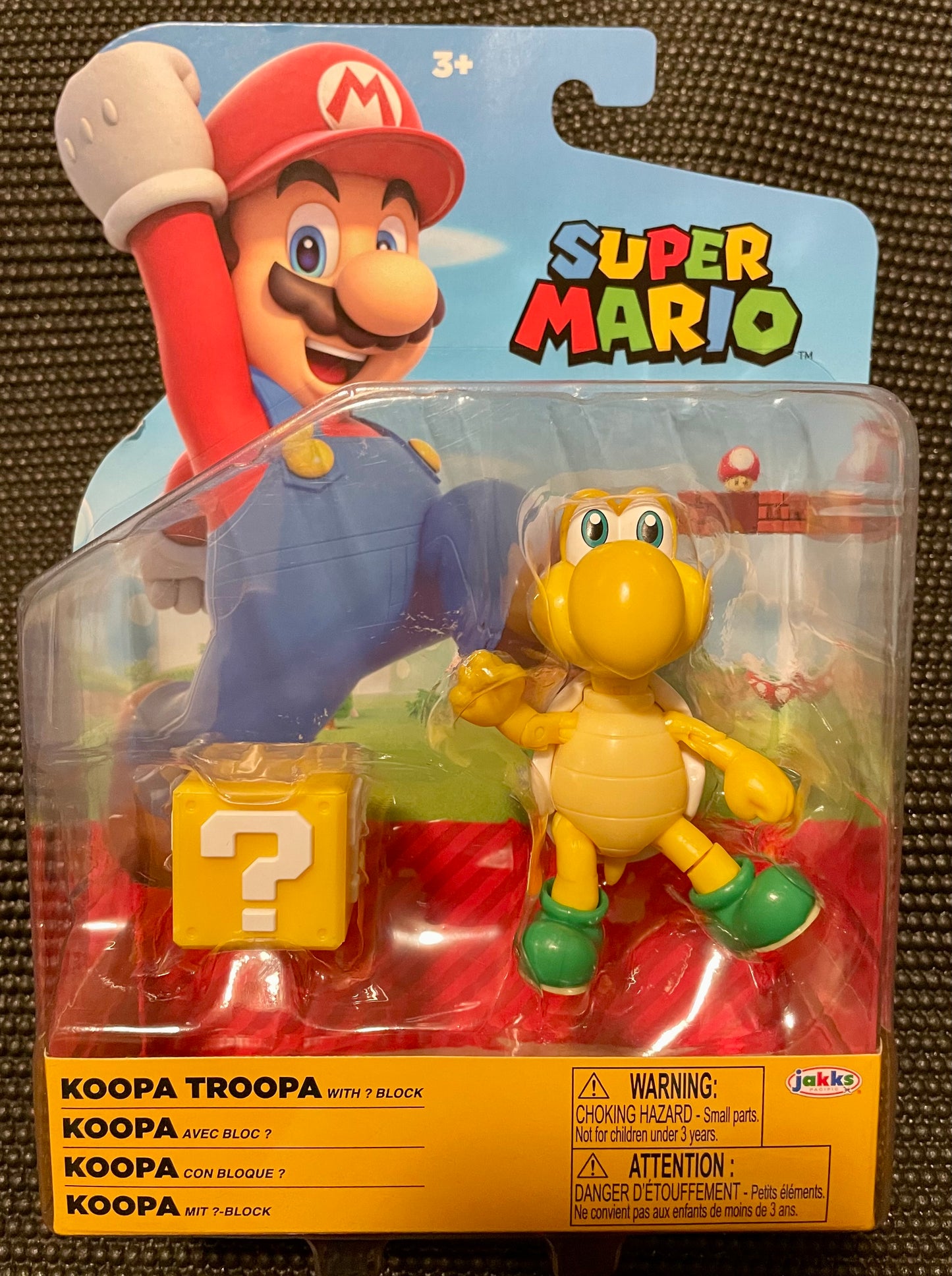Super Mario Koopa Troopa with ? Block 4” Figure Jakks Pacific World of Nintendo