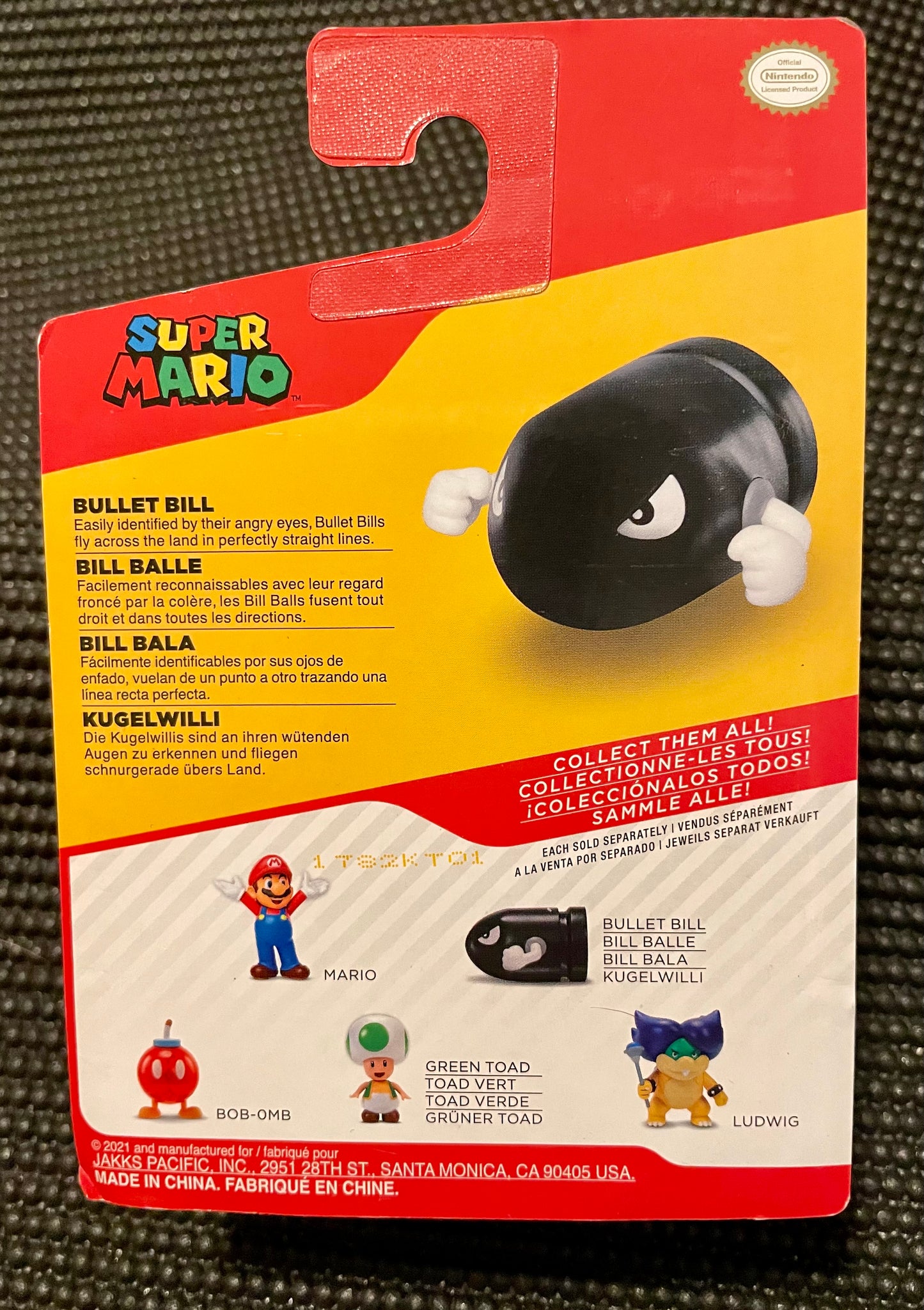 Super Mario Bullet Bill 2.5” Action Figure Jakks Pacific World of Nintendo