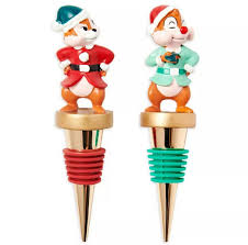 Disney Parks Chip N’ Dale Holiday Elves Bottle Stopper Set of 2 Limited Edition 2023