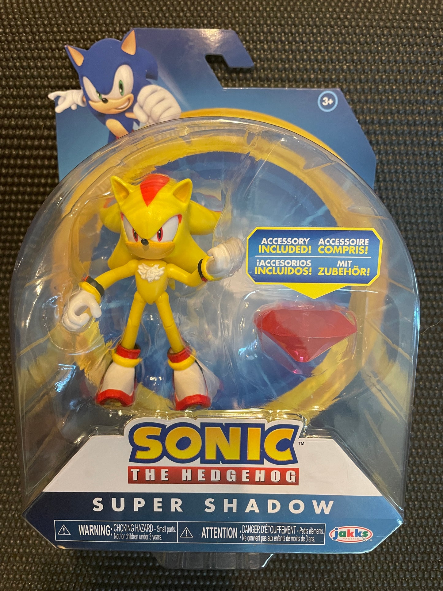 Sonic the Hedgehog Super Shadow with Chaos Emerald 4” Action Figure Jakks Pacific