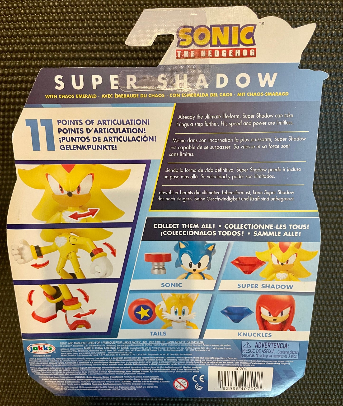 Sonic the Hedgehog Super Shadow with Chaos Emerald 4” Action Figure Jakks Pacific