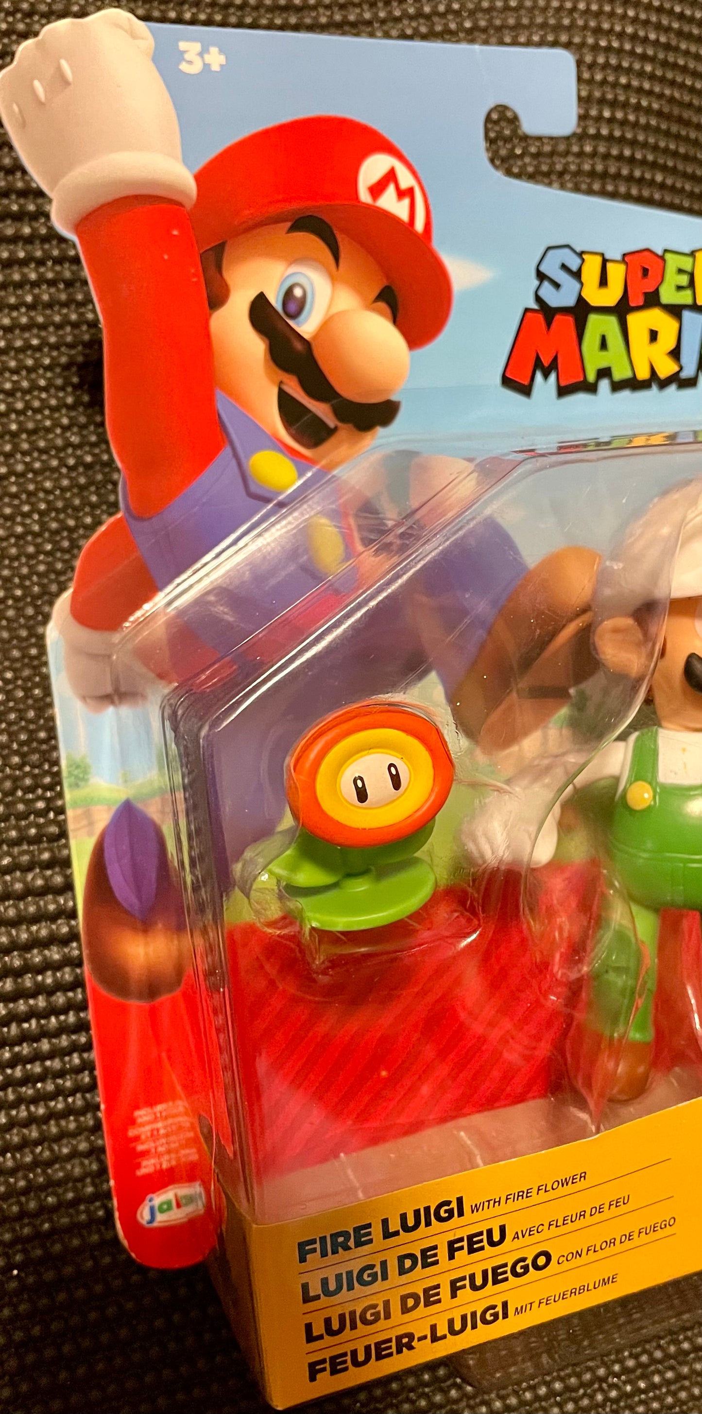 Super Mario Fire Luigi with Fire Flower 4” Figure Jakks Pacific World of Nintendo