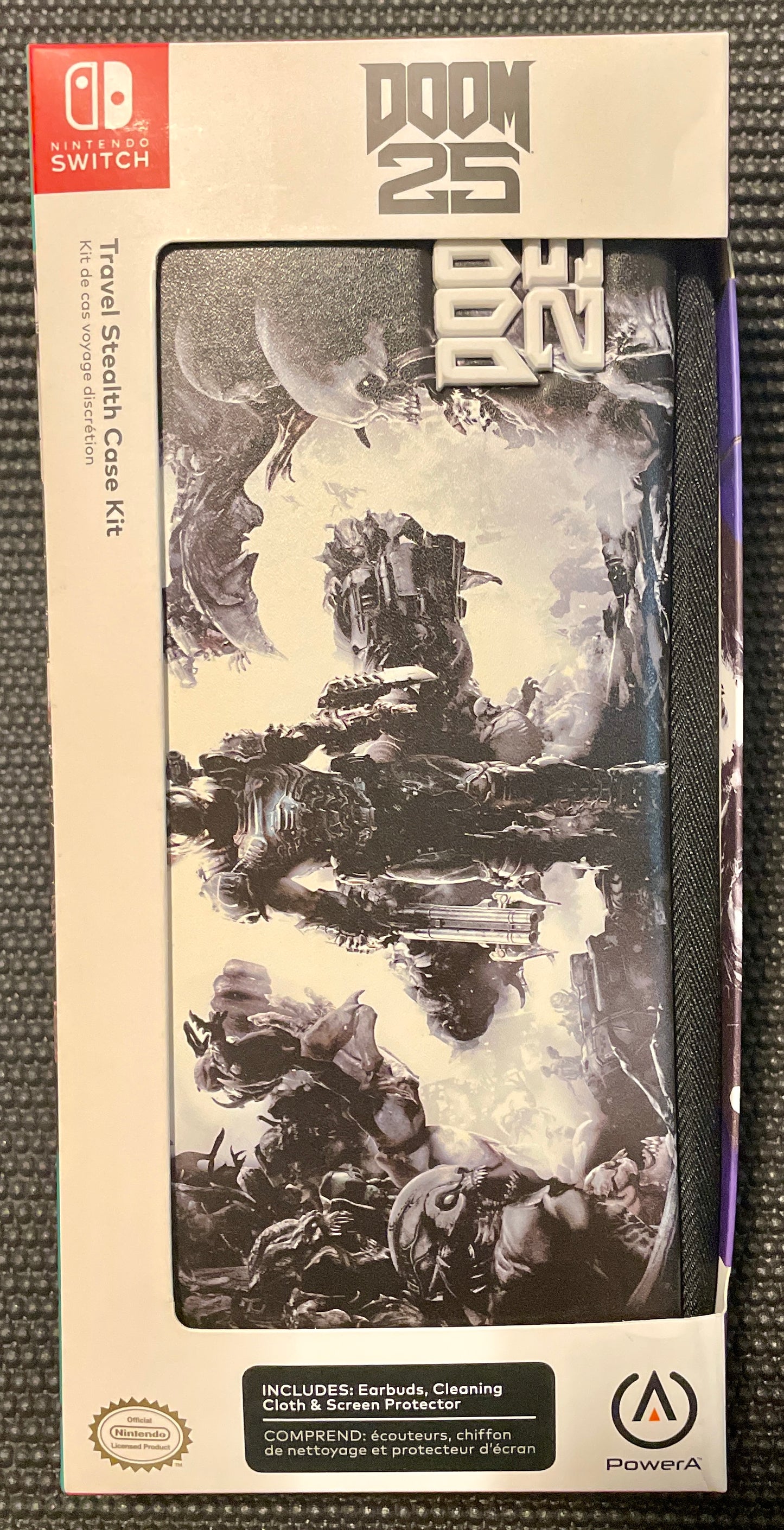 Nintendo Switch Doom 25 Travel Stealth Case Kit with Earbuds, Cleaning Cloth & Screen Protector Included