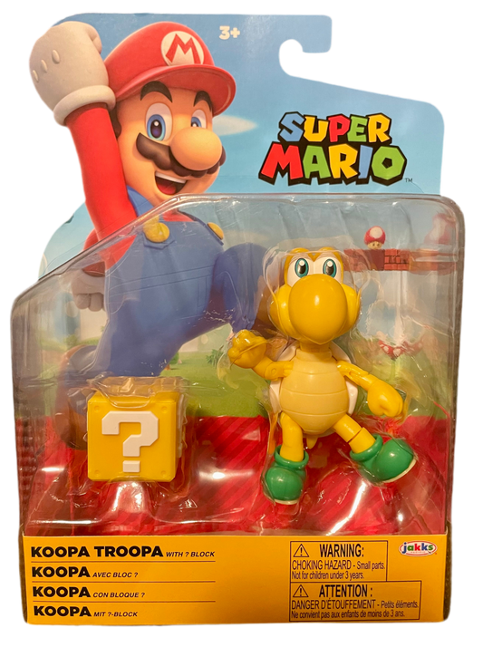 Super Mario Koopa Troopa with ? Block 4” Figure Jakks Pacific World of Nintendo
