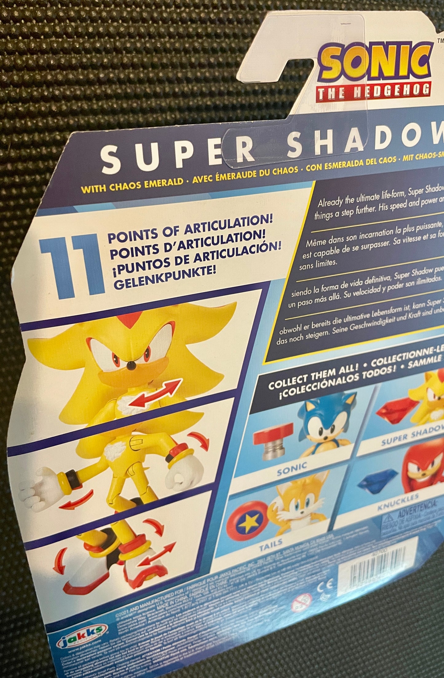 Sonic the Hedgehog Super Shadow with Chaos Emerald 4” Action Figure Jakks Pacific