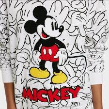 Disney 100 Retro Reimagined Icon Sweatshirt Mickey Mouse Gloves White Large